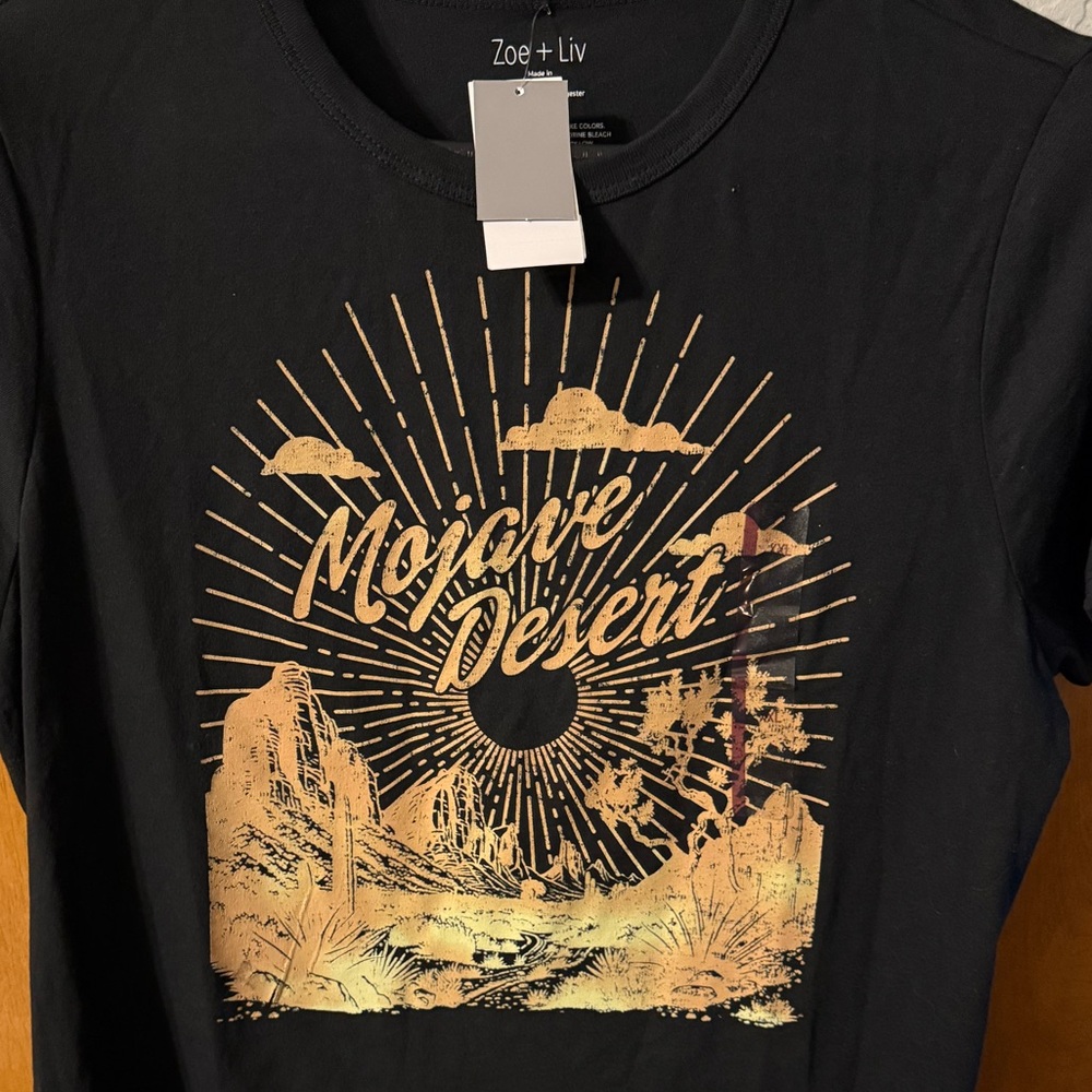 Zoe + Liv Black and Gold Desert Scene Tee - Picture 4 of 4